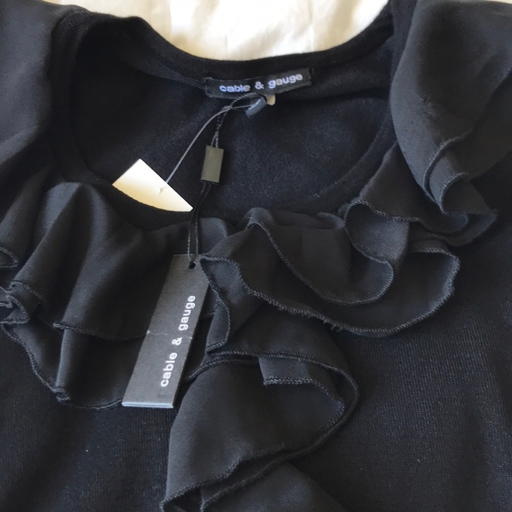Cable & Gauge Ruffle Neckline Sweater